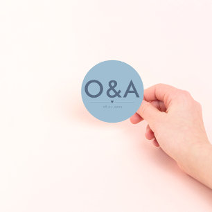 Modernes Hochzeitstil   Babyblau Runder Aufkleber