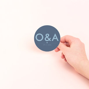 Modernes Hochzeitstil   Dunkelblau Runder Aufkleber