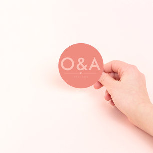 Modernes Hochzeitstil   Dunkle Koralle Runder Aufkleber