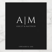 Modernes Hochzeitstil Schwarz Minimalistisch Elega Weinetikett (Einzelnes Label)