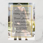 Modernes Hochzeitsüberlagerungs-Front-Back-Foto Go Folieneinladung (Vorderseite)