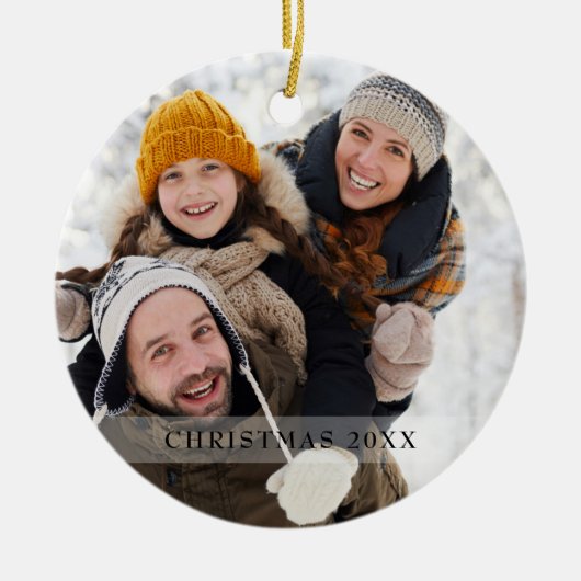 Modernes Holiday Family Foto Schneeflocken Keramik Ornament (Vorne)