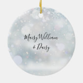 Modernes Holiday Family Foto Schneeflocken Keramik Ornament (Hinten)