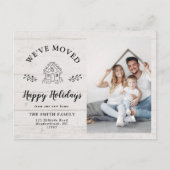 Modernes Holiday Gingerbread House Foto Moving Ankündigungspostkarte (Vorderseite)