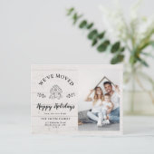 Modernes Holiday Gingerbread House Foto Moving Ankündigungspostkarte (Stehend Vorderseite)