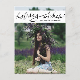 Modernes Holiday wünscht Foto Script Feiertagspostkarte