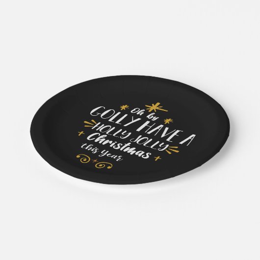 Modernes Holly Jolly Weihnachtsskript Funny Party Pappteller (Schrägansicht)