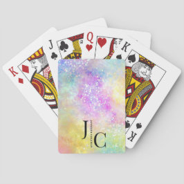 Modernes Holo Opal Stilvolles Berufliches Monogram Spielkarten