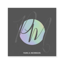 Modernes Holografisches Circle Monogramm - Visiten