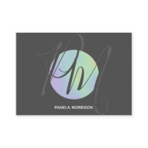 Modernes Holografisches Circle Monogramm - Visiten