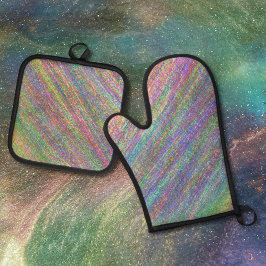 Modernes holografisches Elegantes Pastel Rainbow P Ofenhandschuh & Topflappen-Set