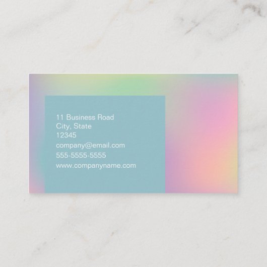 Modernes holografisches elegantes, weißes Skript Visitenkarte (Rückseite)