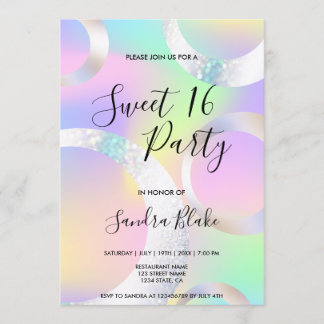 Modernes Holografisches Foil Unicorn-Farbdiagramm Einladung