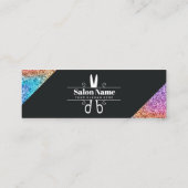 Modernes Holografisches Glitzer-Haarstylist-Logo Mini Visitenkarte (Rückseite)