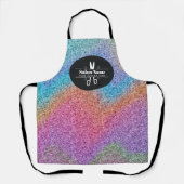 Modernes Holografisches Glitzer-Haarstylist-Logo Schürze (Vorderseite)