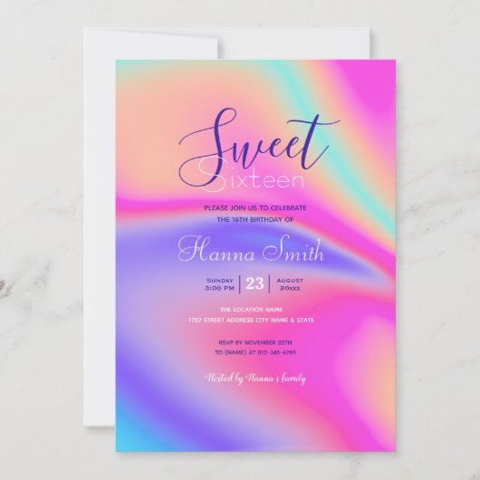 Modernes holografisches Gradient Swirl Design Einladung (Vorderseite)