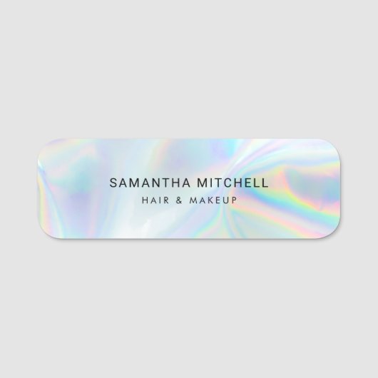Modernes Holografisches Makeup Beautician Namensschild (Vorderseite)
