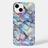 Modernes, holografisches Marmorsteinmuster Elegant Case-Mate iPhone Hülle (Rückseite)