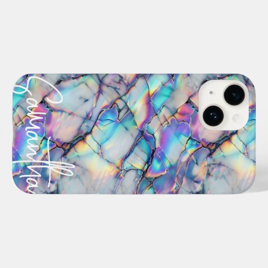 Modernes, holografisches Marmorsteinmuster Elegant Case-Mate iPhone Hülle (Rückseite (Horizontal))