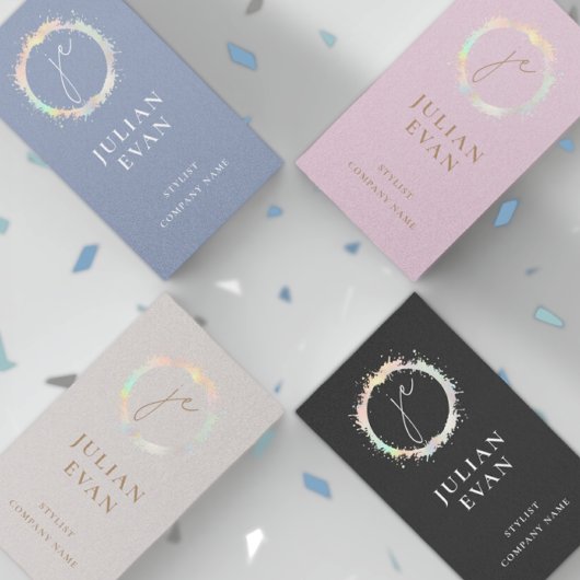 Modernes Holografisches Monogramm Dusty Blue Visitenkarte