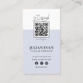 Modernes Holografisches Monogramm Dusty Blue Visitenkarte (Rückseite)