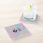 Modernes Holografisches Rainbow Iridescent Office  Glasuntersetzer (Schrägansicht)