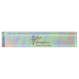 Modernes holografisches Rainbow Pastel Desk Nampla Namensplakette