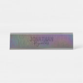 Modernes Holografisches Regenbogenmetall - Schreib Schreibtischnamensplakette (Vorderseite )