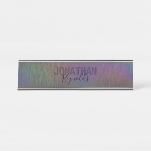 Modernes Holografisches Regenbogenmetall - Schreib Schreibtischnamensplakette (Vorderseite )