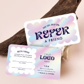 Modernes Holografisches Retro Logo Reader a Friend Empfehlungskarte