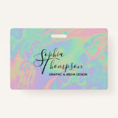 Modernes Holografisches Script Rainbow Pastel - Ab Ausweis (Rückseite)