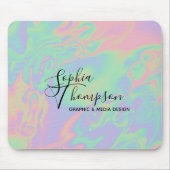 Modernes Holografisches Script Rainbow Pastel Mous Mousepad (Vorne)