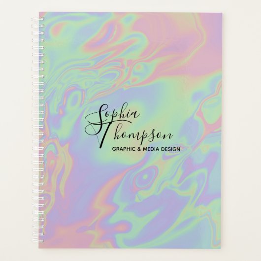 Modernes Holografisches Script Rainbow Pastel - Pl Planer (Vorderseite)