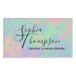 Modernes Holografisches Script Rainbow Pastell Nam Namenschild