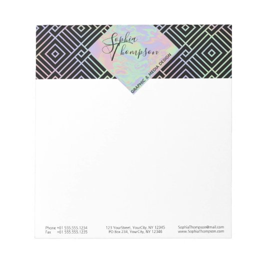 Modernes Holografisches symmetrisches Muster - Not Notizblock (Vorderseite)