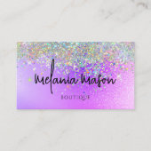 Modernes Holographic Glitzer Boutique Shop Lila Visitenkarte (Vorderseite)
