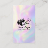 Modernes Holographic Social Media Hair Salon Logo Visitenkarte (Rückseite)