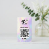 Modernes Holographic Social Media Hair Salon Logo Visitenkarte (Stehend Vorderseite)