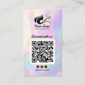 Modernes Holographic Social Media Hair Salon Logo Visitenkarte (Vorderseite)