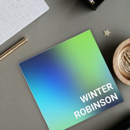 Modernes Holograu-Grün Türkis Quadratische Visitenkarte