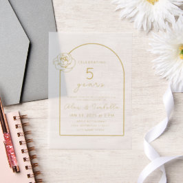 Modernes Holz Gold 5. Hochzeitstag Pergament Einladungen