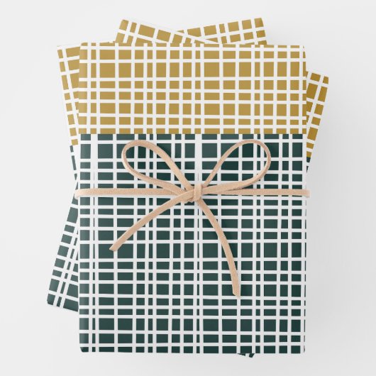 Modernes, holzfarbenes Blockmuster aus dem Mittela Geschenkpapier Set (Beispiel)