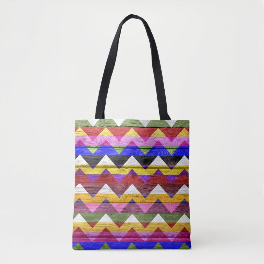 Modernes Holzfarbenes Zickzack Muster #10 Tasche (Vorderseite)