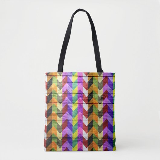 Modernes Holzfarbenes Zickzack Muster #31 Tasche (Vorderseite)