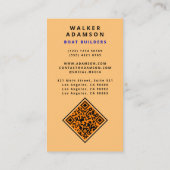 Modernes Holzkörnerlook - Mit Monogramm QR-Code Visitenkarte (Rückseite)