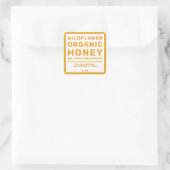Modernes Honey Jar Label Honeybee Apiary Yellow Quadratischer Aufkleber (Tasche)
