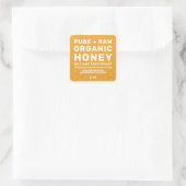 Modernes Honey Jar Label Honeybee Apiary Yellow Quadratischer Aufkleber (Tasche)