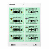 Modernes Honey-Label mit Hexagon-Grenze und Biene (Vorne)