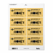 Modernes Honey-Label mit Hexagon-Grenze und Biene (Vorne)