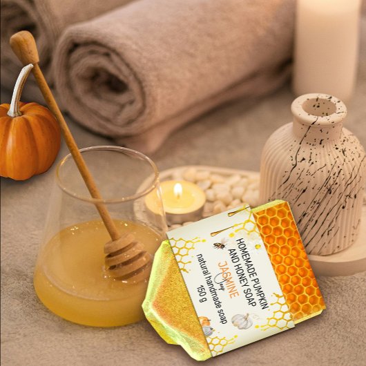 Modernes Honey und Pumpkin Handmade Soap Label Einladungsbanderole